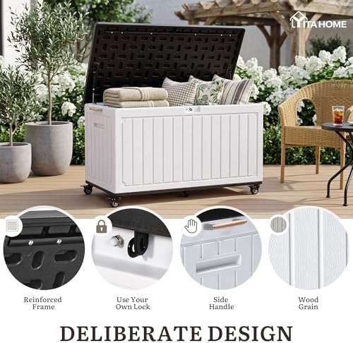 yitahome 90 gallon outdoor storage box with 6, close-up detail