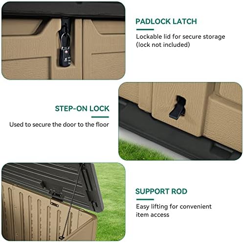 yitahome outdoor resin storage sheds, 39 in height, side view