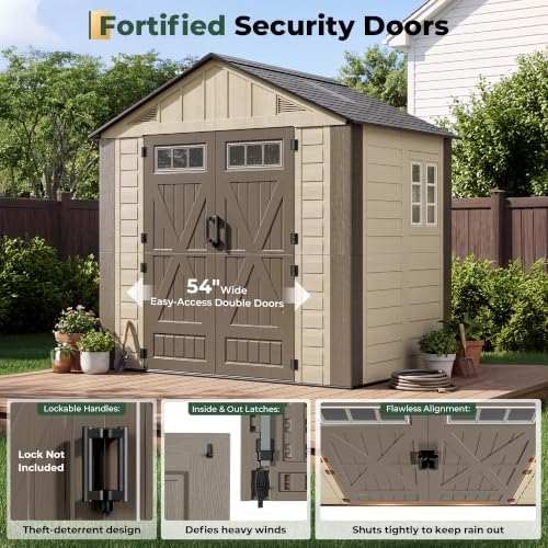 resin shed 8x6 ft outdoor storage shed with, view 10