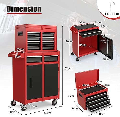 tangzon rolling tool chest combo, heavy duty lockable, close-up detail