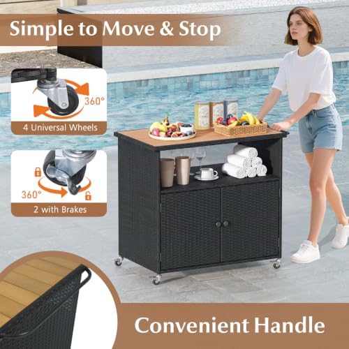 happygrill outdoor storage cabinet with wheels, pe rattan, package contents