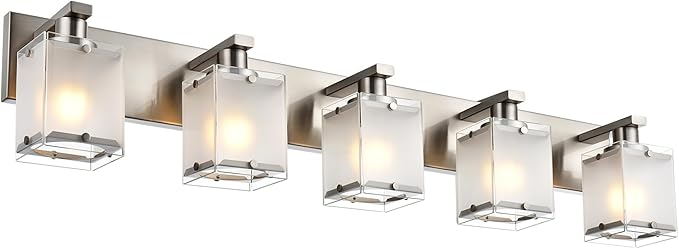 WINSHEN 5-Lights Bathroom Vanity Light Fixtures, Modern Brushed Nickel Wall by WINSHENLighting