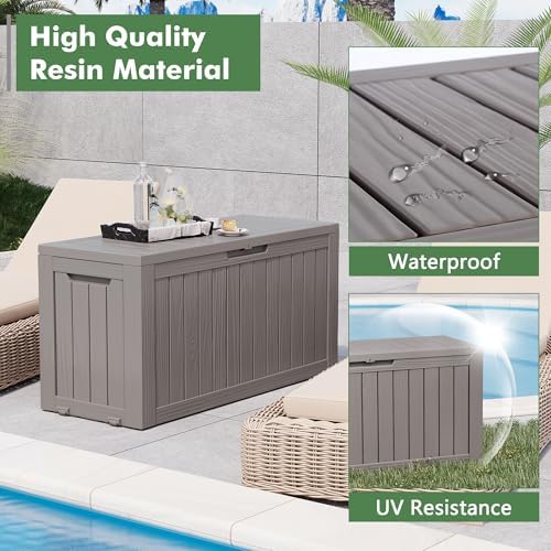 lhbgo 80 gallon deck box large outdoor storage, side view