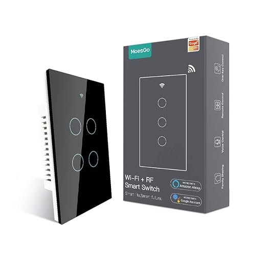 MoesGo WiFi Smart Wall Light Switch, Glass Panel, 2.4GHz Wi-Fi Touch Switches by MoesGo