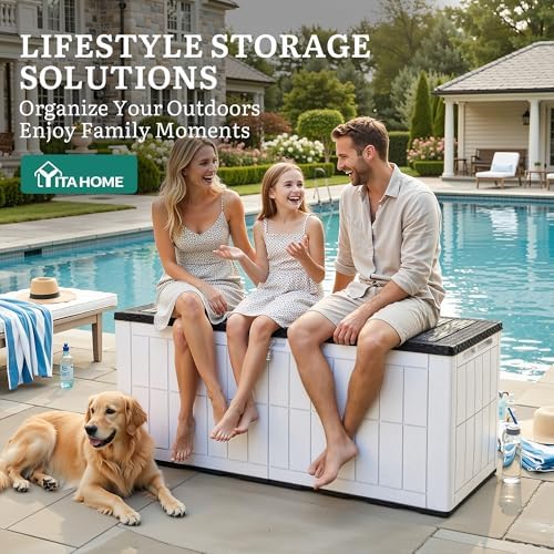 yitahome 134 gallon large deck box on a desk or shelf