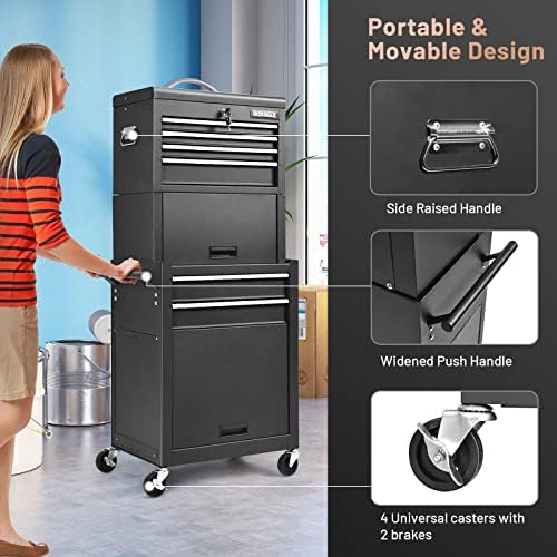 nightcore 6 drawer rolling tool chest, 3 in, front angle view