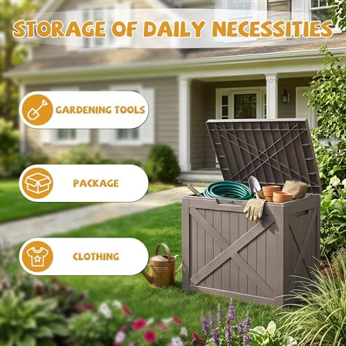 40 gal outdoor storage box waterproof lockable deck, close-up detail