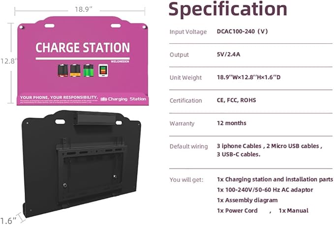 Wall Mounted Cell Phone Charging Station Mobile Phone Charging Station | Fast - Image 6