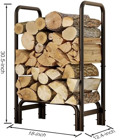 fire beauty firewood rack, carbon steel log holder, side view