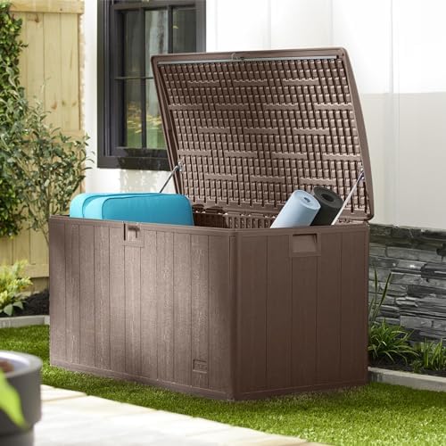 plastic development group outdoor deck box, soft close, package contents