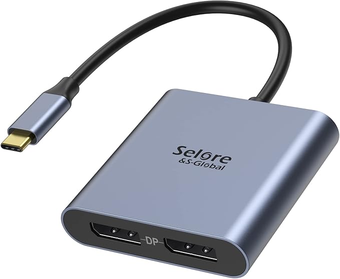 USB-C to Dual 4K DisplayPort Splitter Adapter, USB Type C to Displayport Dual by SeloreS-Global