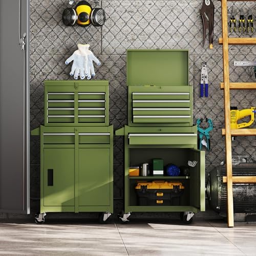 ironmax 2-in-1 detachable rolling metal tool chest, 5 shown in use