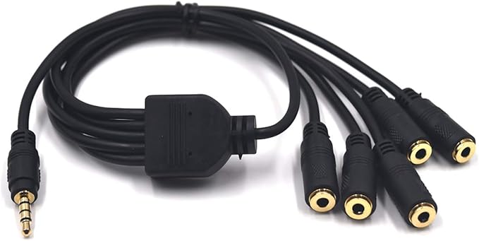 Kework 12 Inch 1/8” 3.5mm TRRS Splitter Audio Cable, 1 Male to 5 Female 3.5mm by Kework