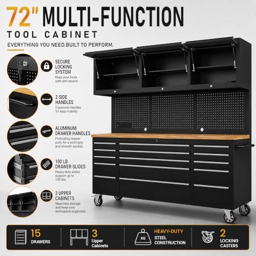 chetto c 72-inch rolling tool chest cabinet mobile, close-up detail