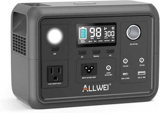 ALLWEI Portable Power Station 300W Upgraded, 256Wh LiFePO4 Battery Bank by ALLWEI