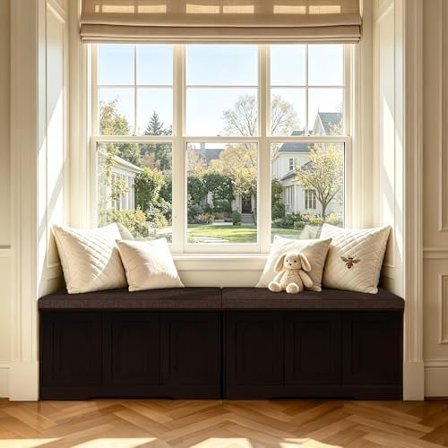 dinzi lvj shoe storage bench with cushion, door, view 9