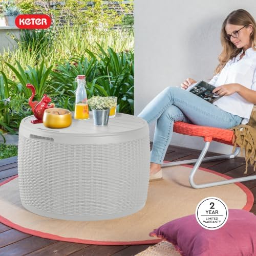 keter circa 37 gallon resin deck box stool, view 10