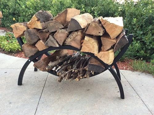 woodhaven black crescent firewood rack with cover (5 on a desk or shelf
