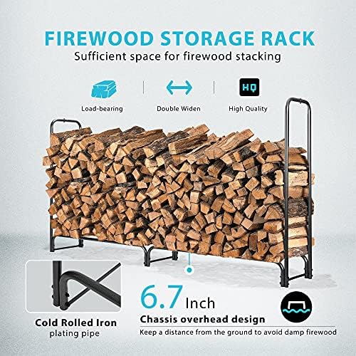 vivohome 8ft heavy duty indoor outdoor firewood storage, close-up detail