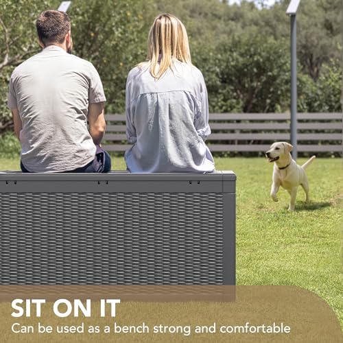 devoko 100 gallon waterproof deck box, resin large, close-up detail