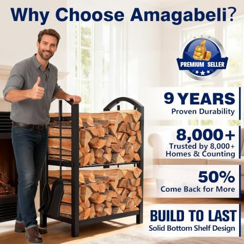 amagabeli garden & home 30in firewood rack indoor showing dimensions