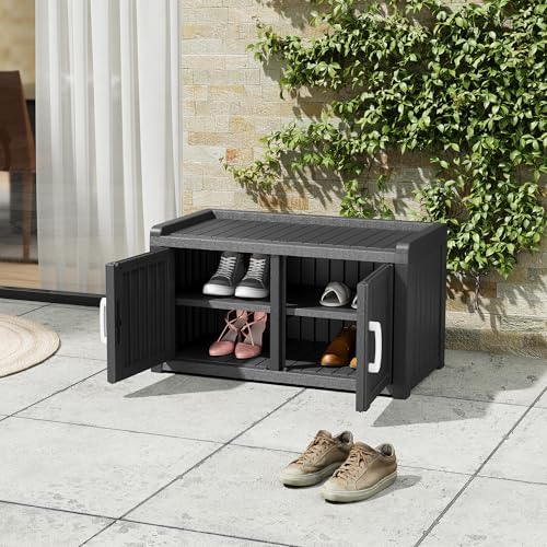 outdoor shoe bench, waterproof uv-resistant indoor resin shoe shown in use