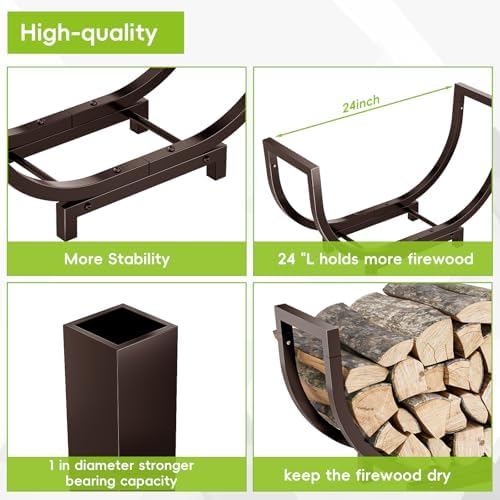 dicasser firewood rack outdoor and indoor firewood storage, close-up detail