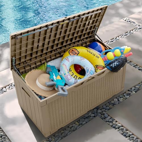 greesum 100 gallon resin patio storage box for, package contents