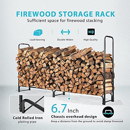 vivohome 6 ft heavy duty firewood rack outdoor shown in use