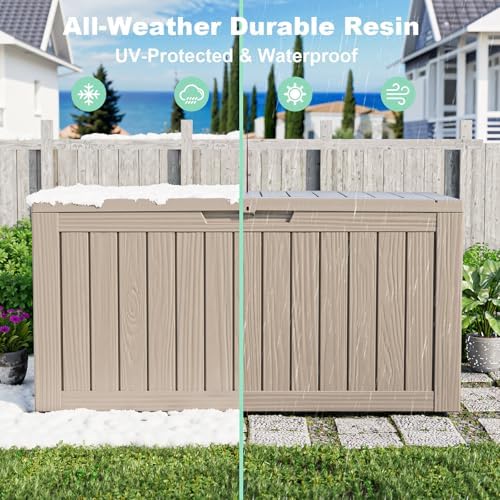 easyup 160 gal deck box waterproof outdoor storage, package contents