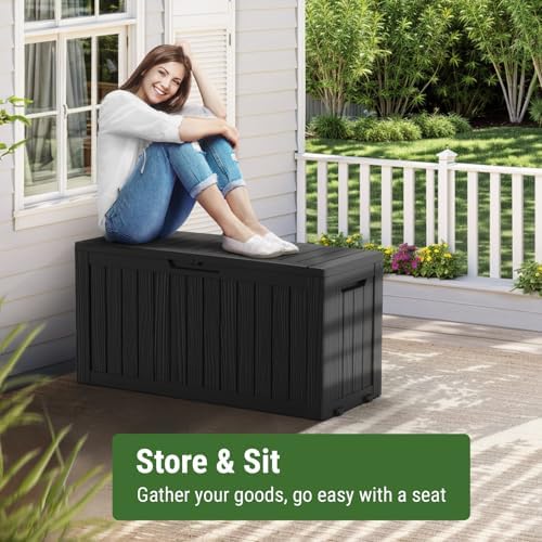 mars villa 72 gallon deck box, outdoor storage on a desk or shelf