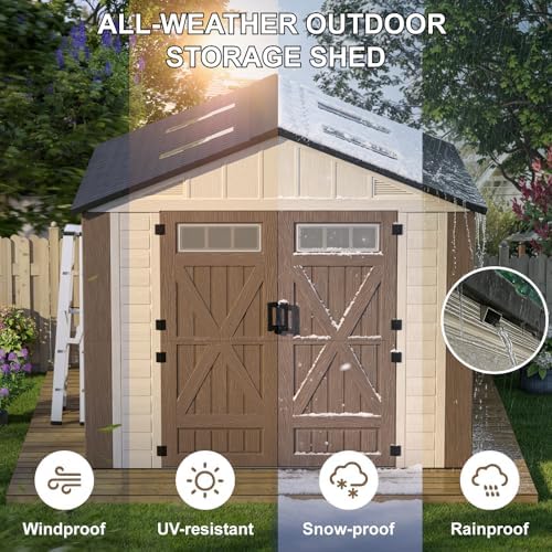 8x10 ft outdoor storage shed with floor, large, package contents