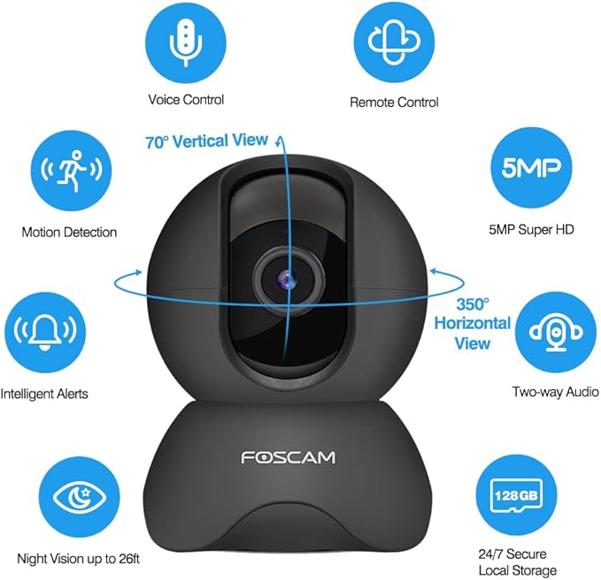FOSCAM 3K 5MP WiFi Pet Cameras for Home Security, 2.4GHz Indoor Camera Baby - Image 9