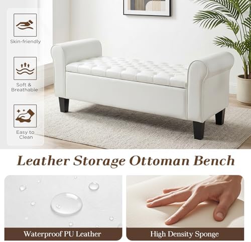 ecotouge 55" storage ottoman bench for living room, side view
