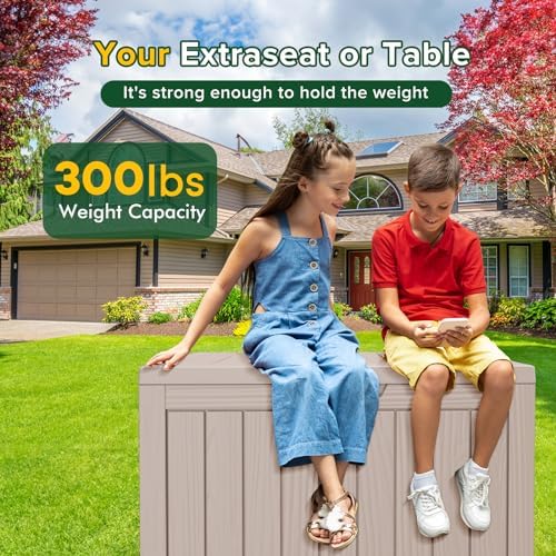 45 gallon small outdoor storage deck box, waterproof, package contents