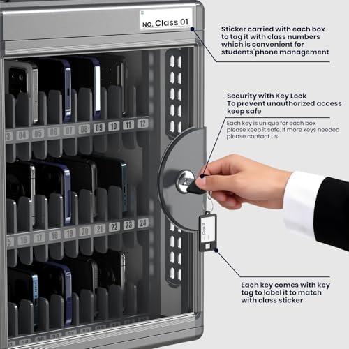 24 slots cell phone locker for classroom with, close-up detail