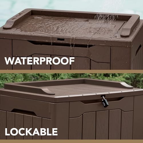 devoko 30 gallon resin deck box outdoor indoor shown in use