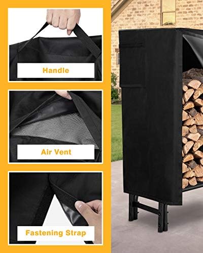 gaspro 8ft firewood rack outdoor with waterproof cover on a desk or shelf