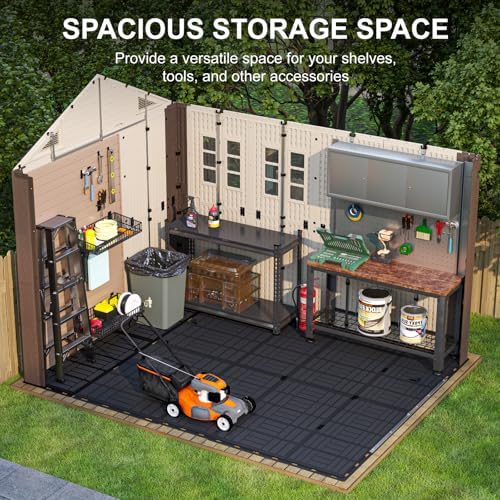 8x10 ft outdoor storage shed with floor, large, side view