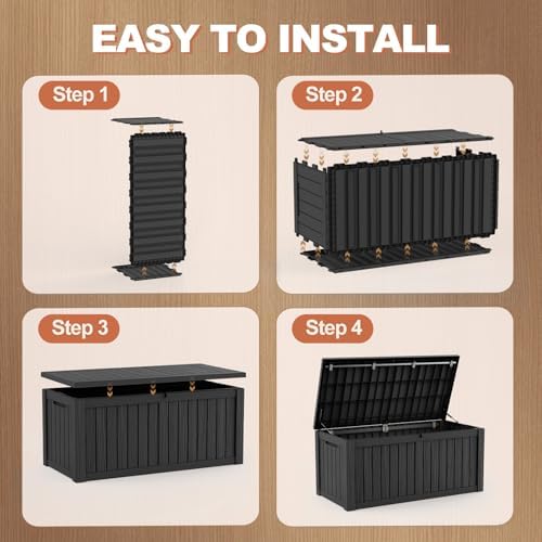 efu outdoor storage box 280 gallon deck box on a desk or shelf