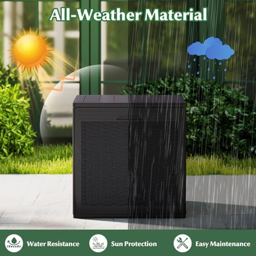 tangkula 39 gallon outdoor storage box with lockable shown in use