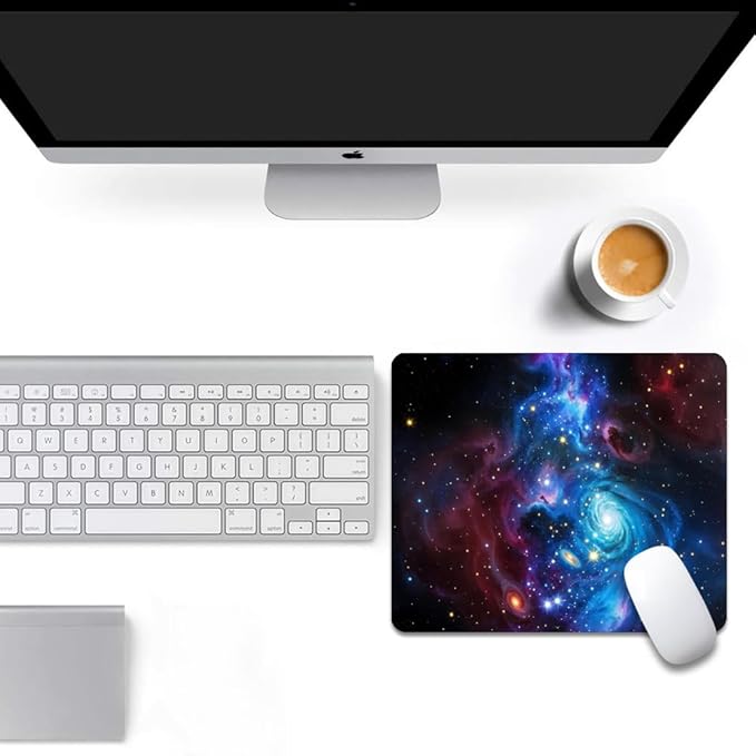 Shiny Blue Square Mouse pad, Waterproof, Anti Slip Rubber Base, Computer Mouse - Image 6