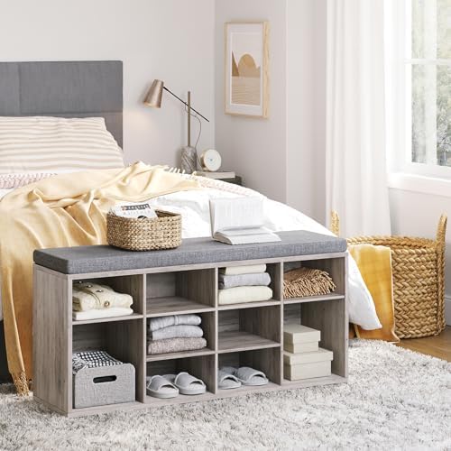 dinzi lvj shoe storage bench with cushion, 40.9" on a desk or shelf