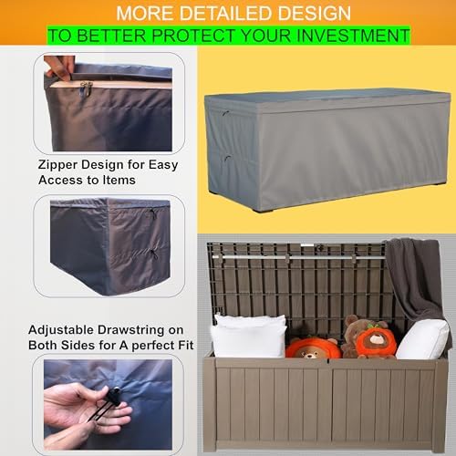 deck box cover - outdoor storage box cover, front angle view