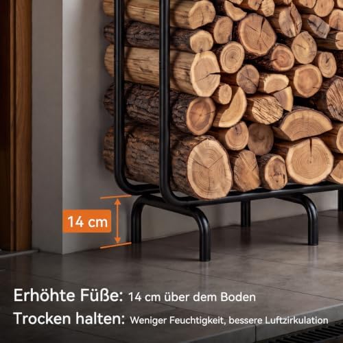 8.5ft firewood rack outdoor, heavy duty metal wood showing dimensions