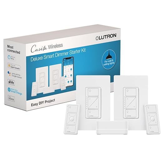 Lutron Caseta Original Smart Dimmer Switch Kit, 2 Dimmer Switches, 2 Wall Plates by Lutron