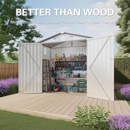 6x3.5 ft outdoor storage shed, small metal garden, front angle view