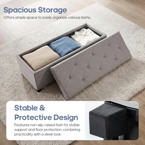dumos storage ottoman bench, 43.3 inch end of, side view