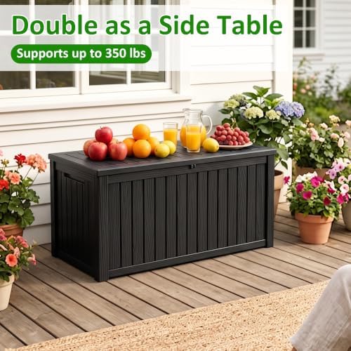easyup 250gal large outdoor storage box waterproof lockable showing dimensions