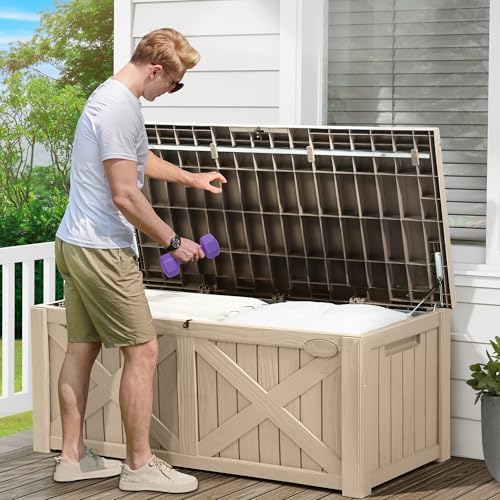 yitahome 150 gallon large outdoor storage box with, side view